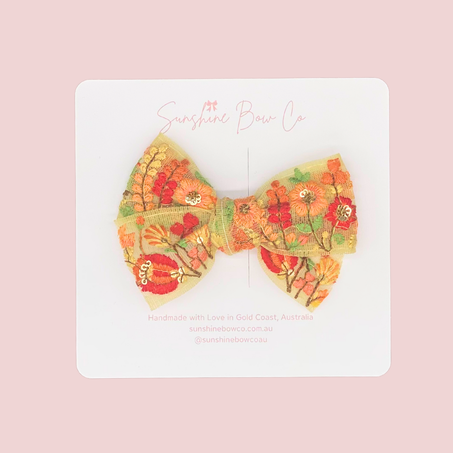 Flora Orange Hair Bow