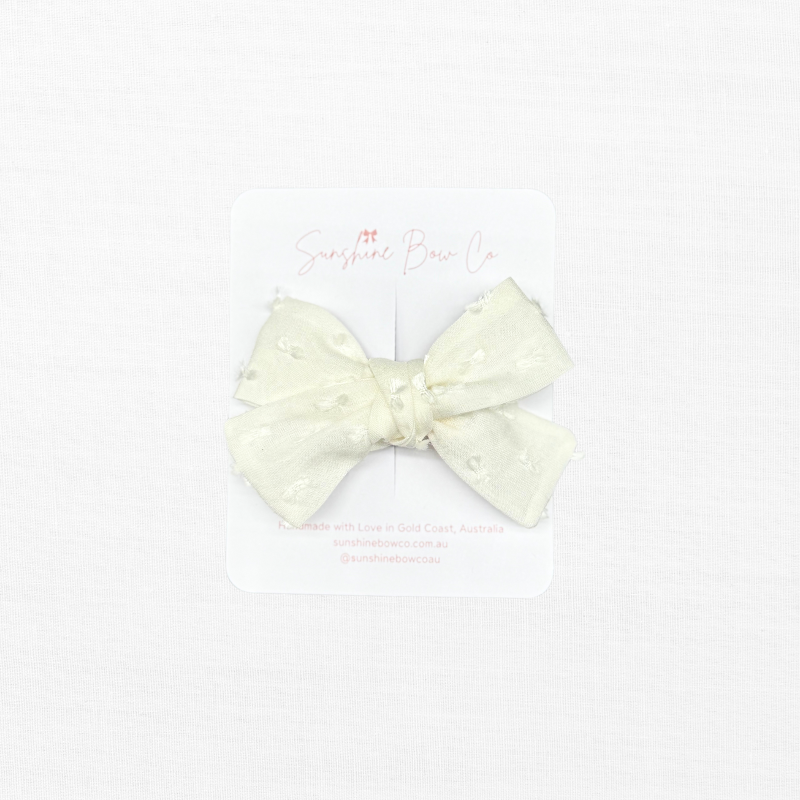 silk white hair bow.