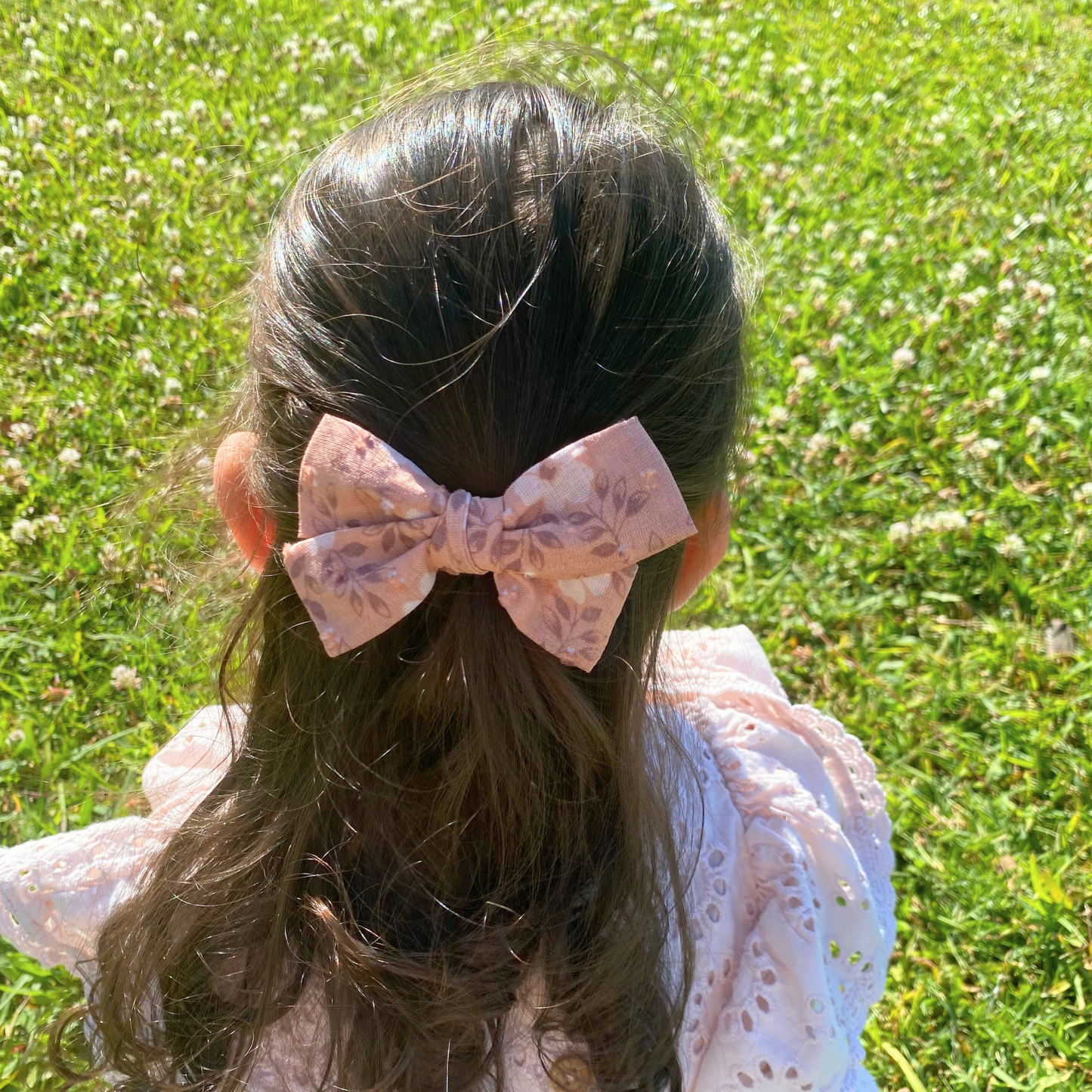 Swiss Dot Floral Classic Hair Bow